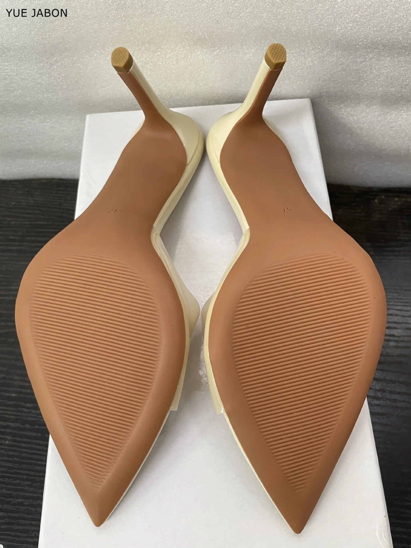 CLARO — Crystal-Clear PVC Mule Heels