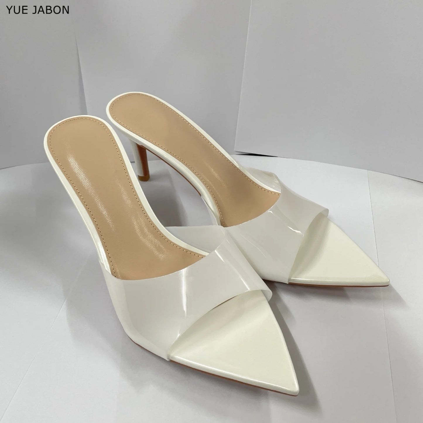 CLARO — Crystal-Clear PVC Mule Heels