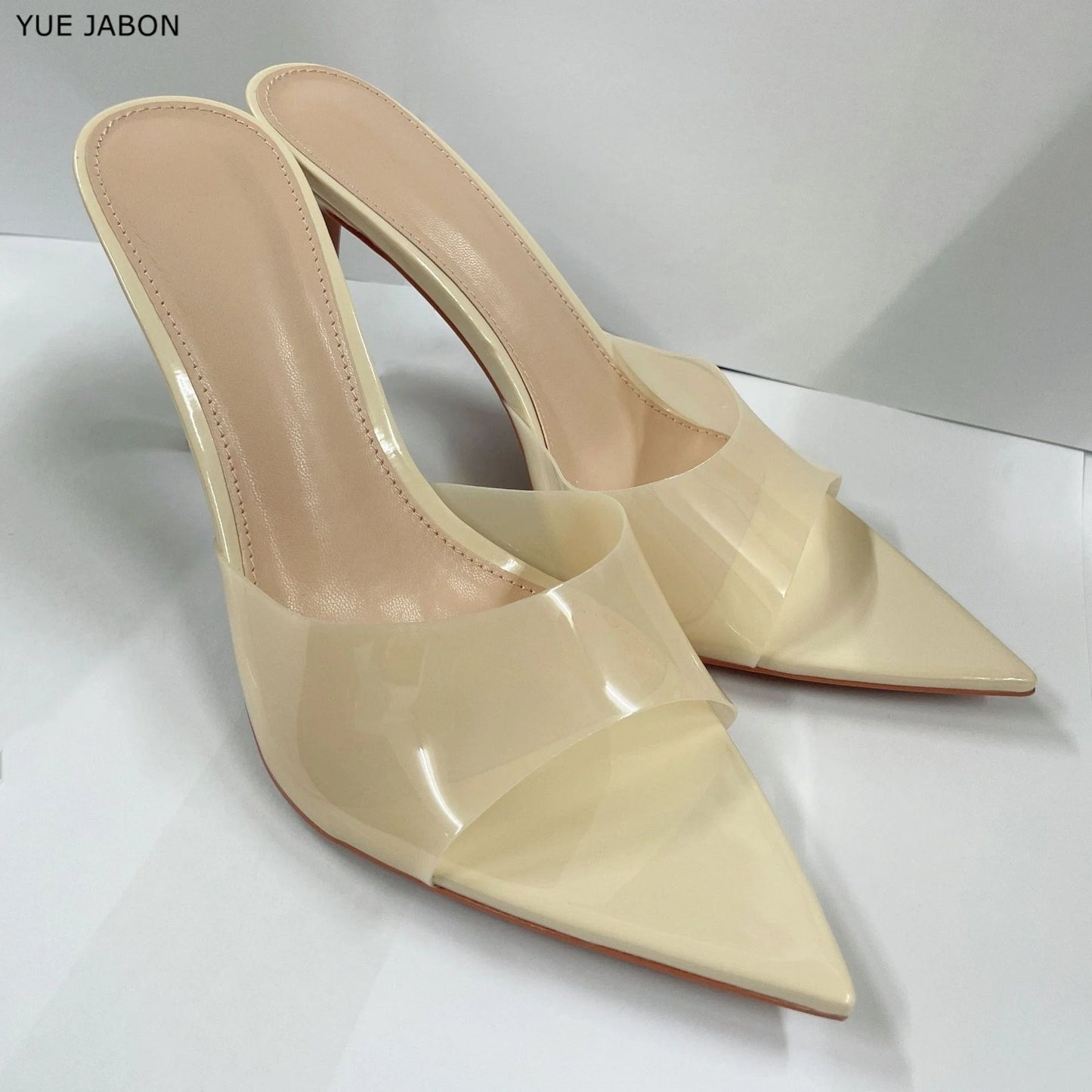CLARO — Crystal-Clear PVC Mule Heels