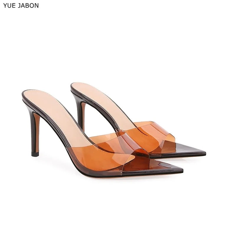 CLARO — Crystal-Clear PVC Mule Heels