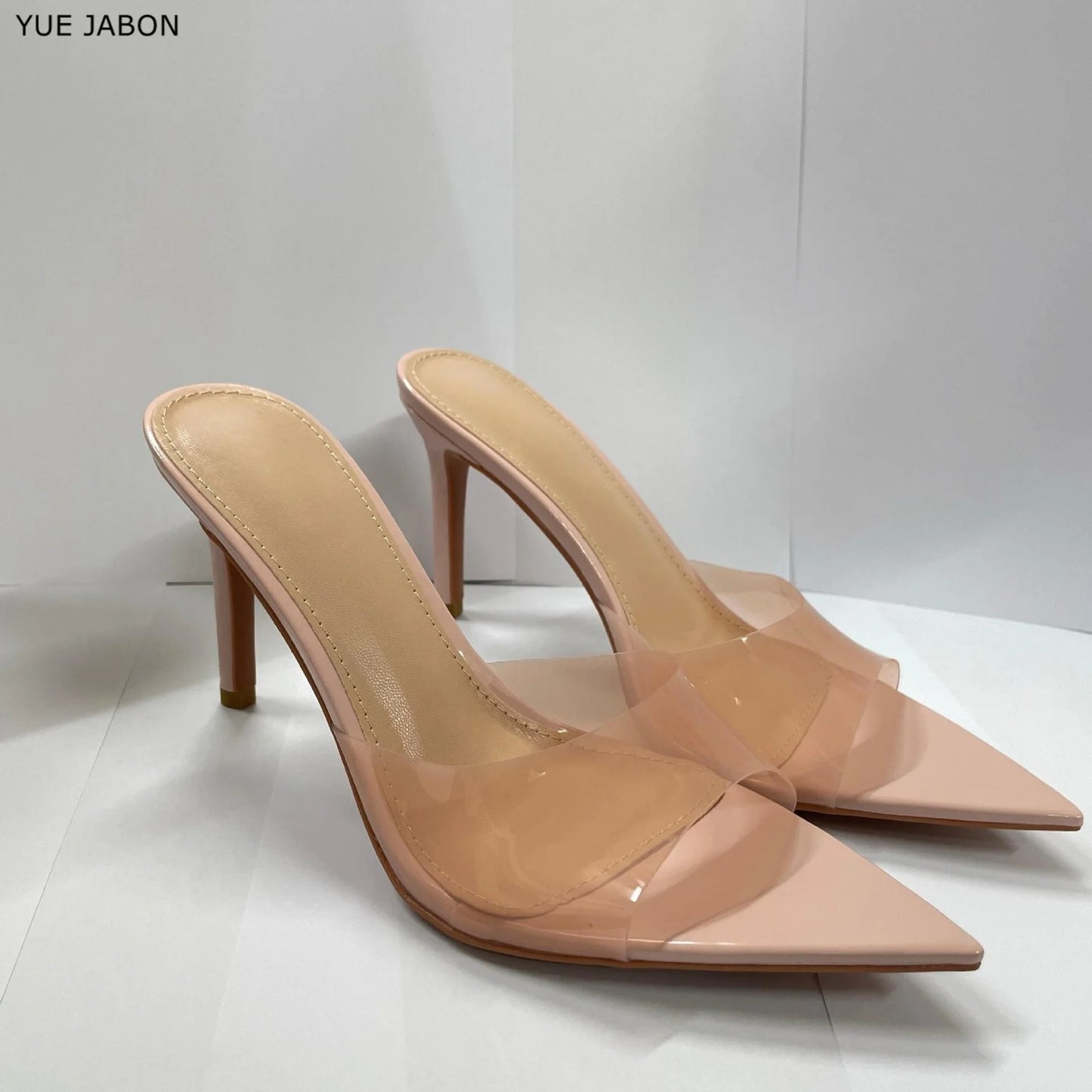 CLARO — Crystal-Clear PVC Mule Heels